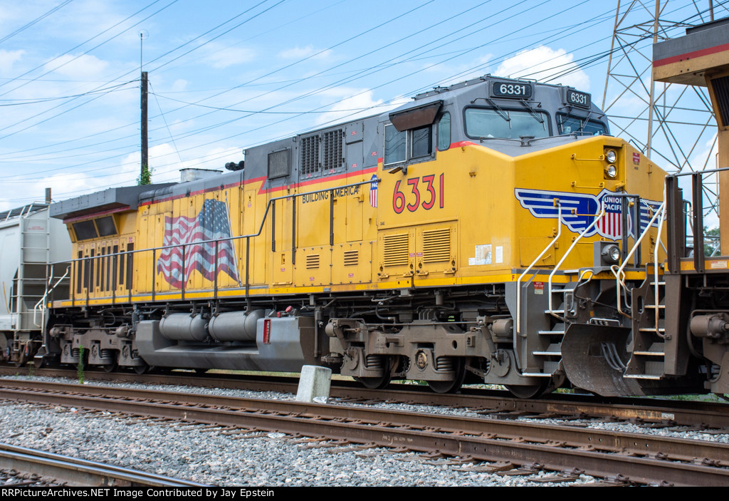 UP 6331 trails on a train leaving PTRA's North Yard